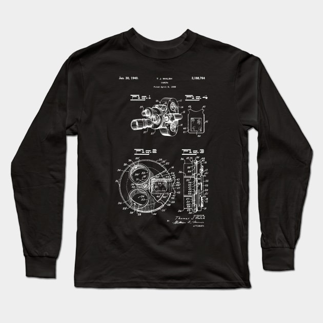 Movie Camera Patent Patent / vintage camera blueprint Long Sleeve T-Shirt by Anodyle